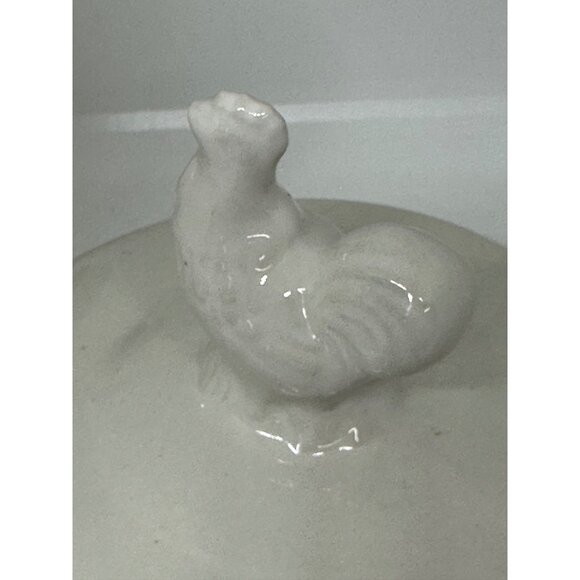 VTG Glass Canister Jar Set of 2 Porcelain Rooster Lids Farmhouse Kitchen Decor - Picture 8 of 12